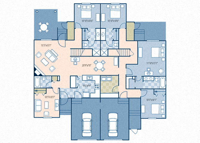 Floor plan for 4 beds, 2.2 baths, 2142 sqft